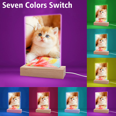 Acrylic Photo Frame with Colorful Light Base(Rectangle)