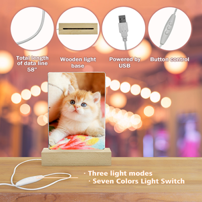 Acrylic Photo Frame with Colorful Light Base(Rectangle)
